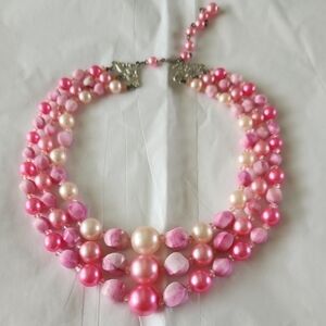 Lustrous Pink Multi-Strand Necklace